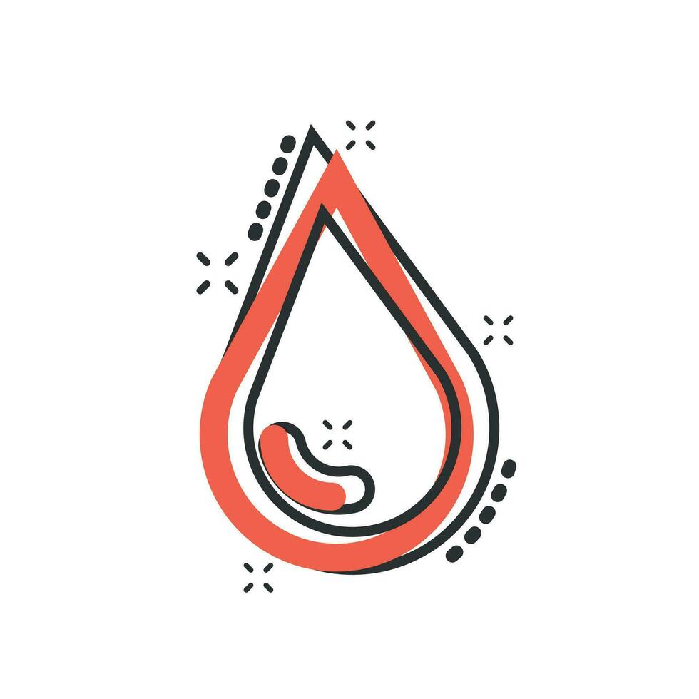 Water drop icon in comic style. Raindrop vector cartoon illustration pictogram. Droplet water blob business concept splash effect.