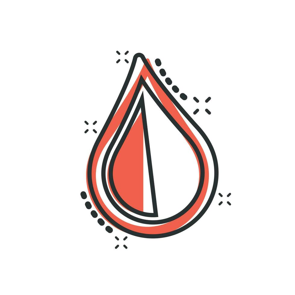 Water drop icon in comic style. Raindrop vector cartoon illustration pictogram. Droplet water blob business concept splash effect.