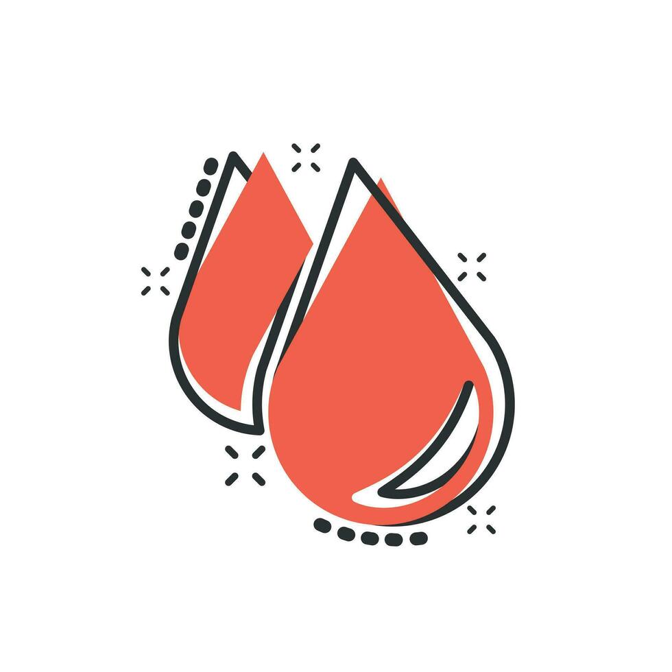 Water drop icon in comic style. Raindrop vector cartoon illustration pictogram. Droplet water blob business concept splash effect.