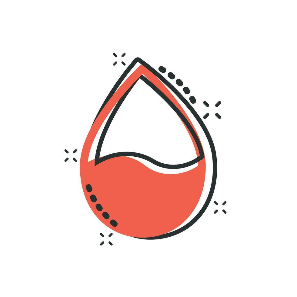Water drop icon in comic style. Raindrop vector cartoon illustration pictogram. Droplet water blob business concept splash effect.