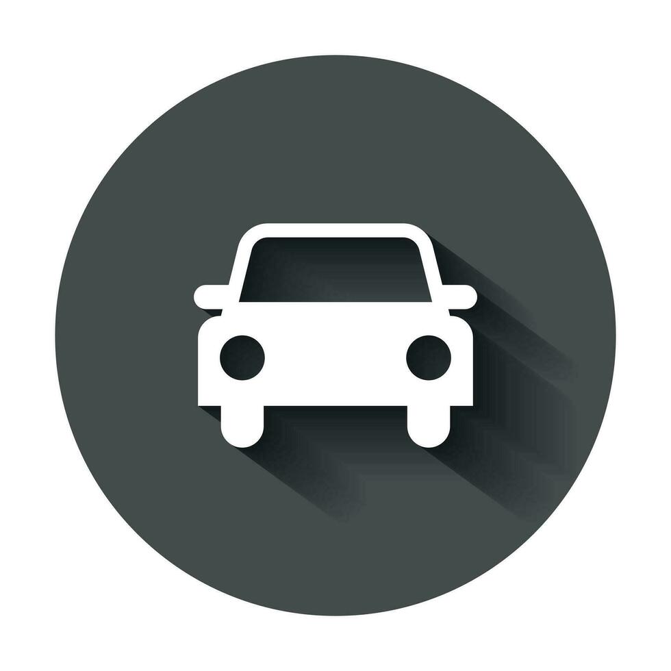 Car icon in flat style. Automobile car vector illustration with long shadow. Auto business concept.