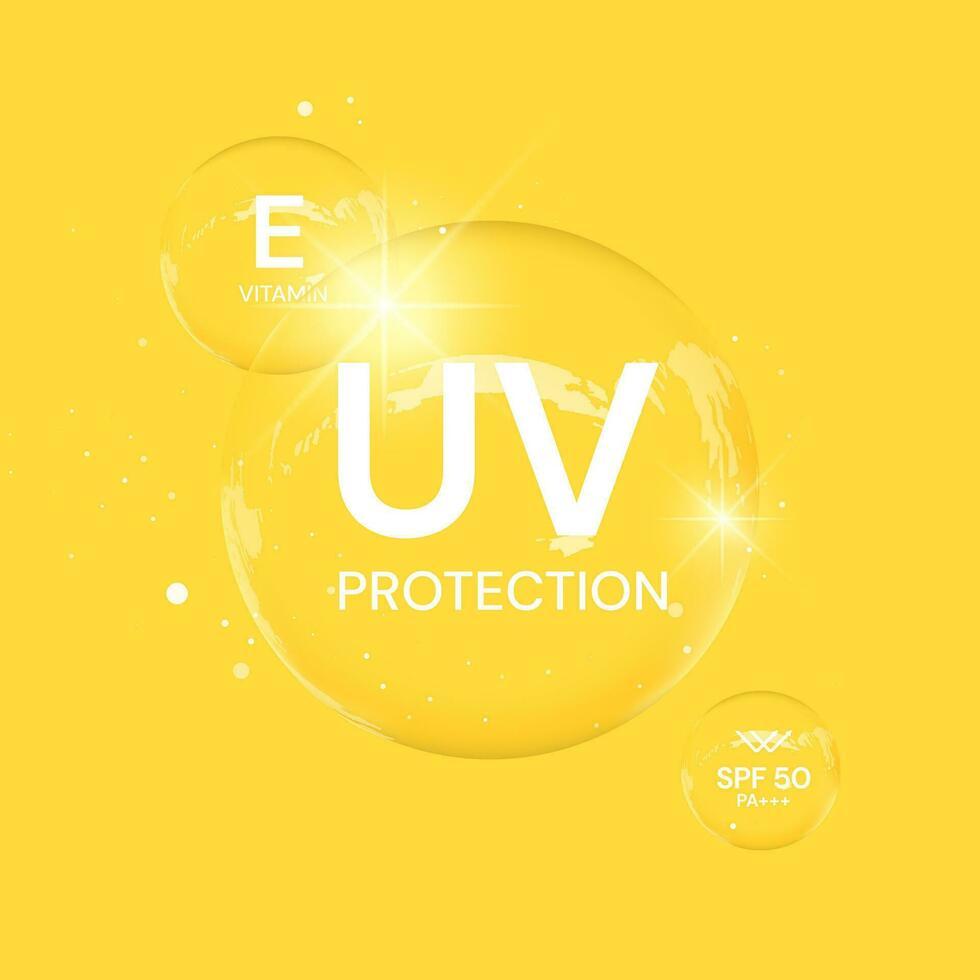 UV protection on white background,bubble shield. Solar protection screen from UV rays vector