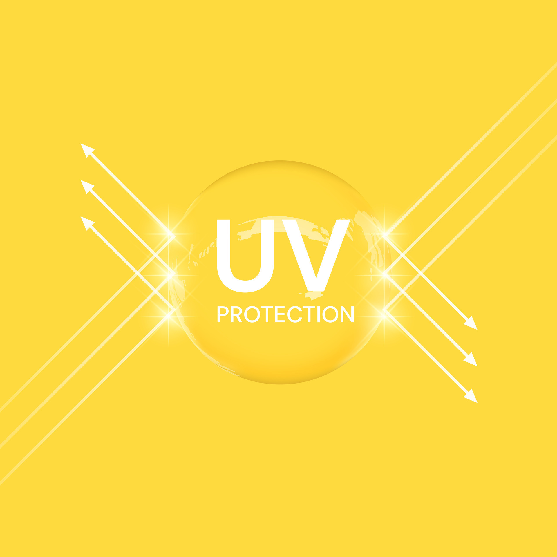 UV protection on white background,bubble shield. Solar protection ...