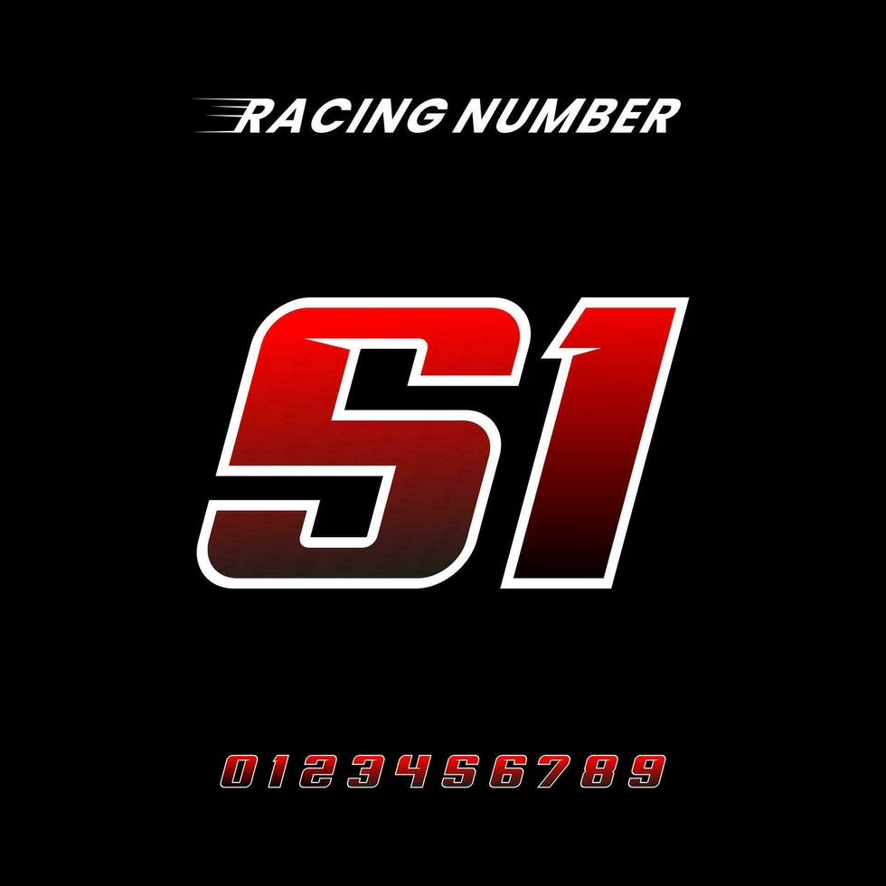 Racing Number 51 Design Vector Template
