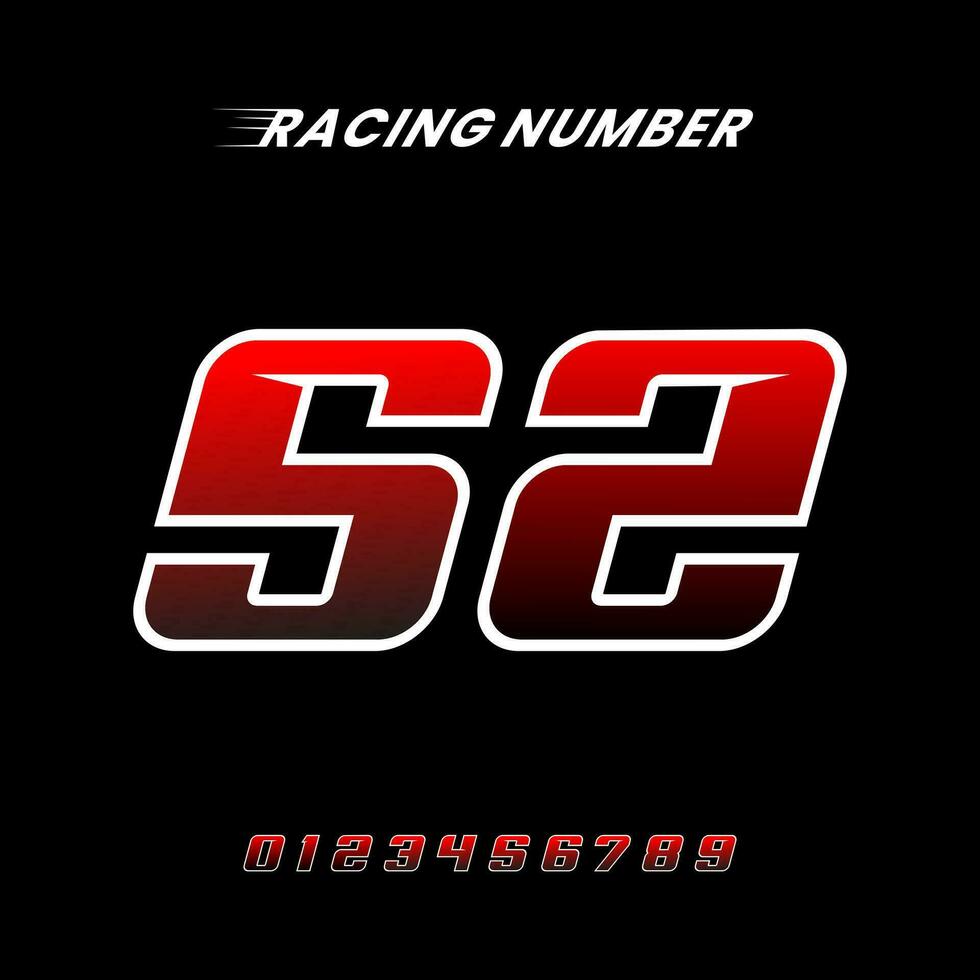 Racing Number 52 Design Vector Template