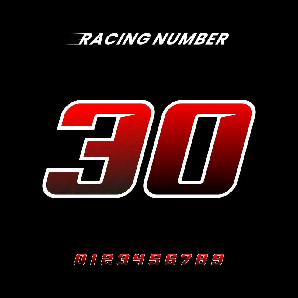 Racing Number 30 Design Vector Template.eps