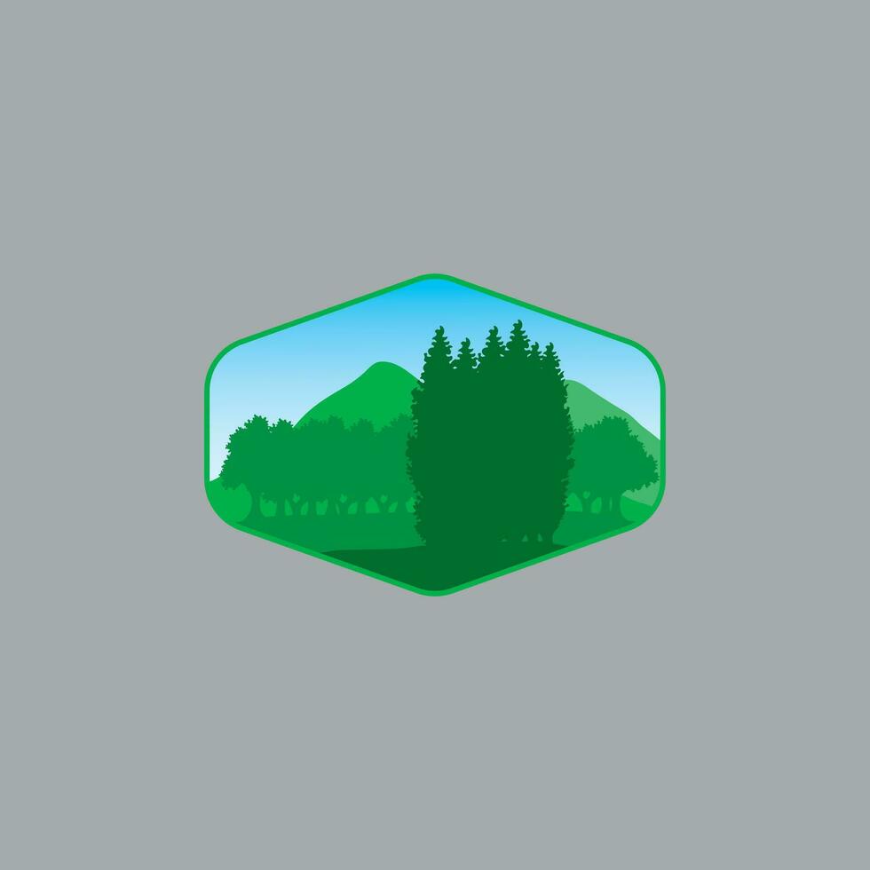 montaña bosque logo ilustración diseño vector