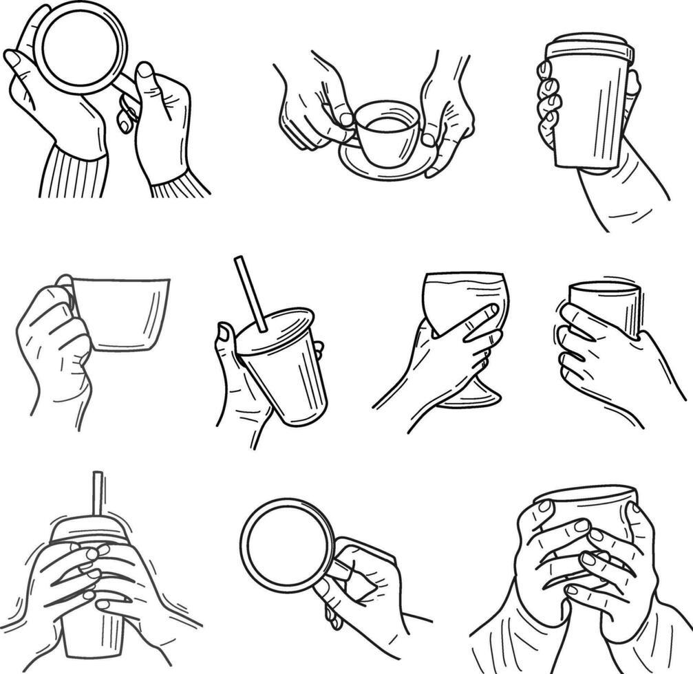 hand hold a cup vector