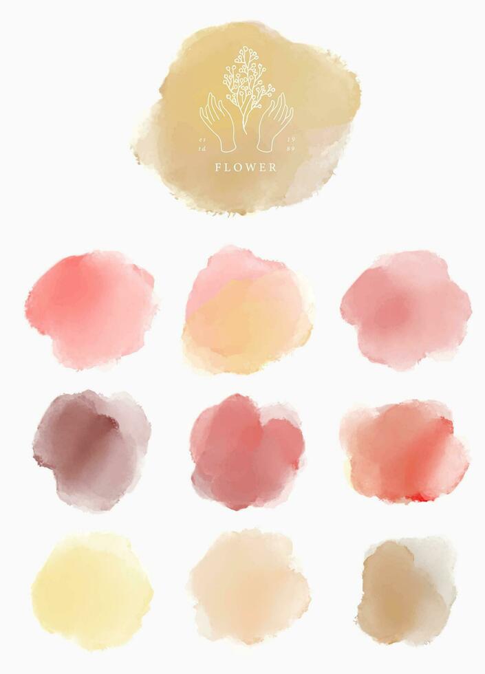 Watercolor circle brush with brown, red for banner,background invitation vector