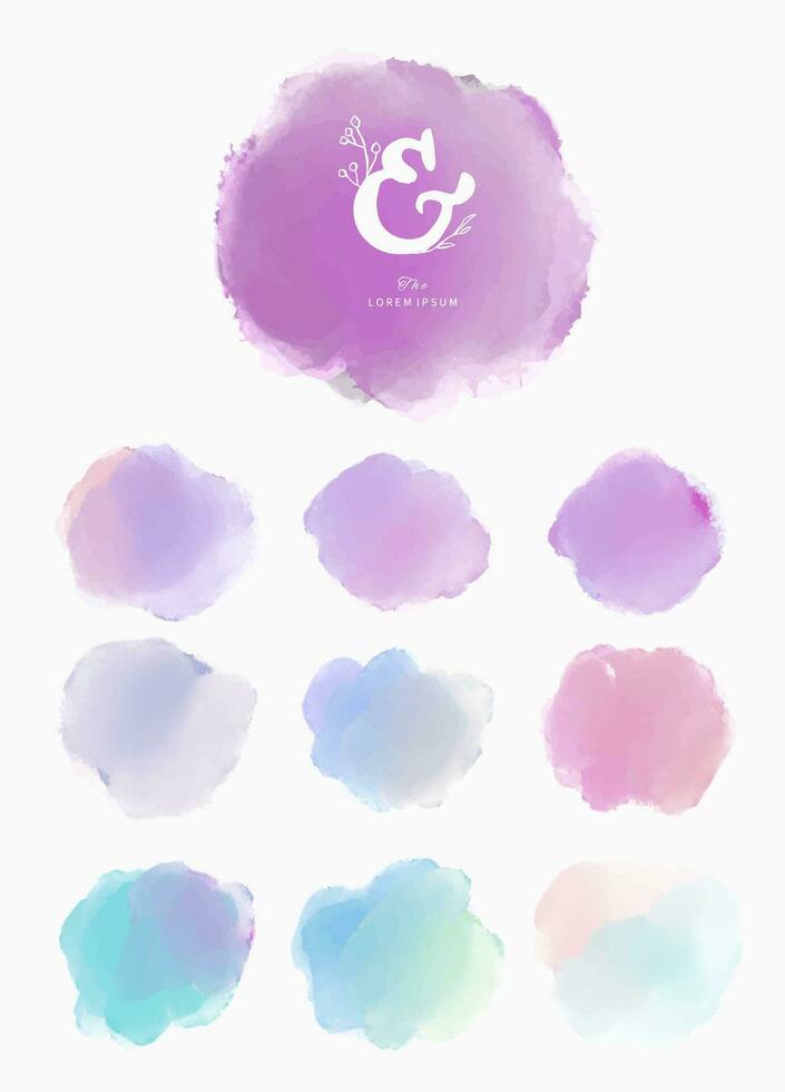 Watercolor circle brush with purple,violet,blue for banner,background invitation vector