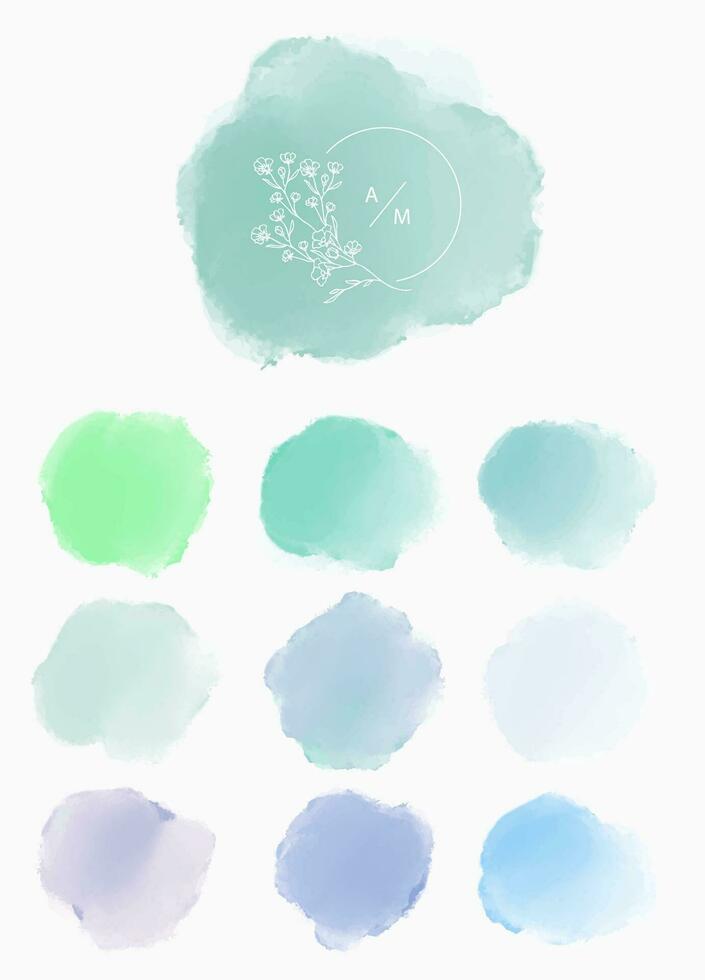 Watercolor circle brush with green,blue for banner,background invitation vector