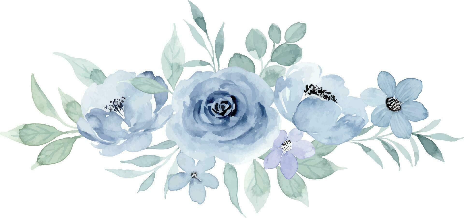 Blue floral watercolor bouquet for background, wedding, fabric, textile, greeting, card, wallpaper, banner, sticker, decoration etc. vector