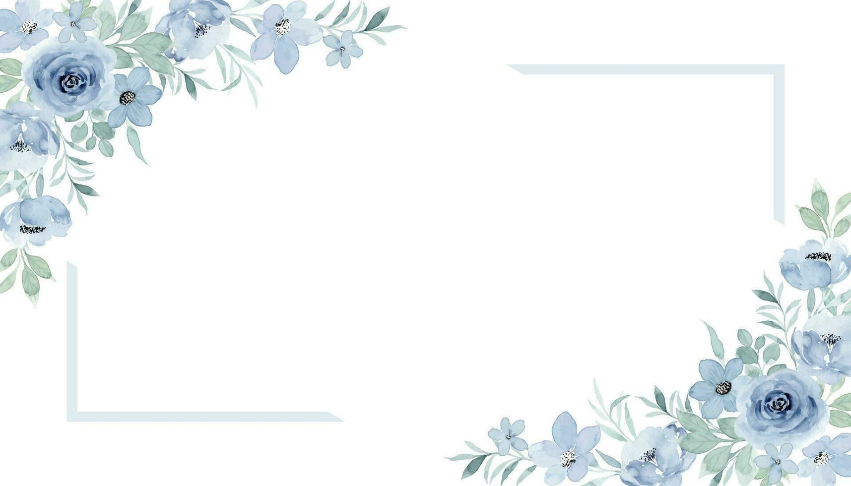 azul Rosa flor marco con acuarela para boda, cumpleaños, tarjeta, fondo, invitación, fondo de pantalla, pegatina, decoración etc. vector