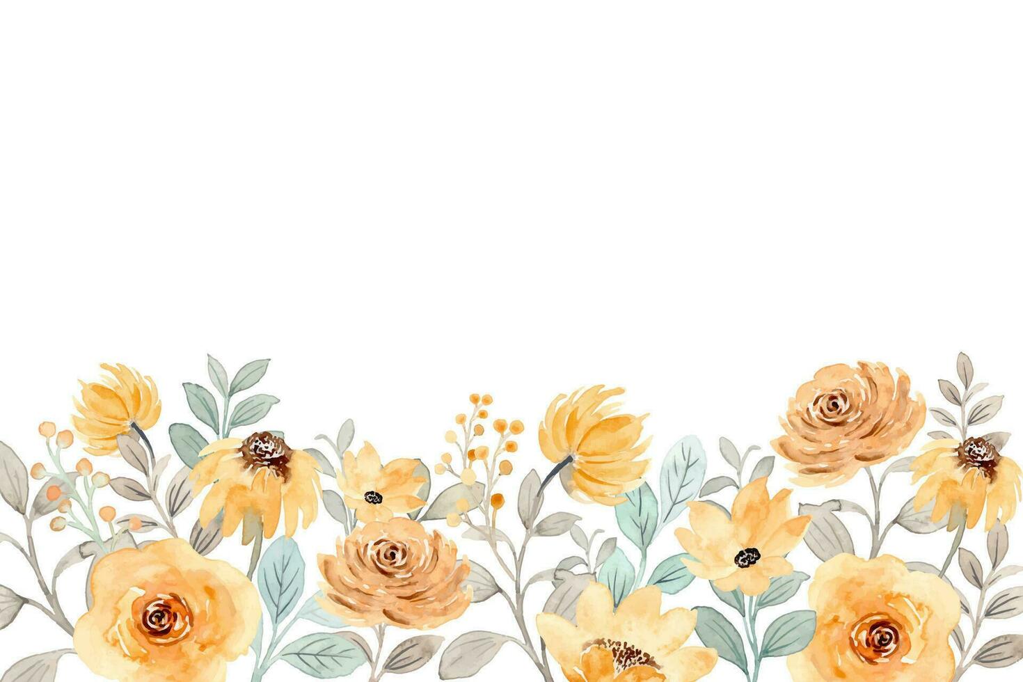 Yellow rose flower watercolor garden for wedding, birthday, card, background, invitation, wallpaper, sticker, decoration etc. vector