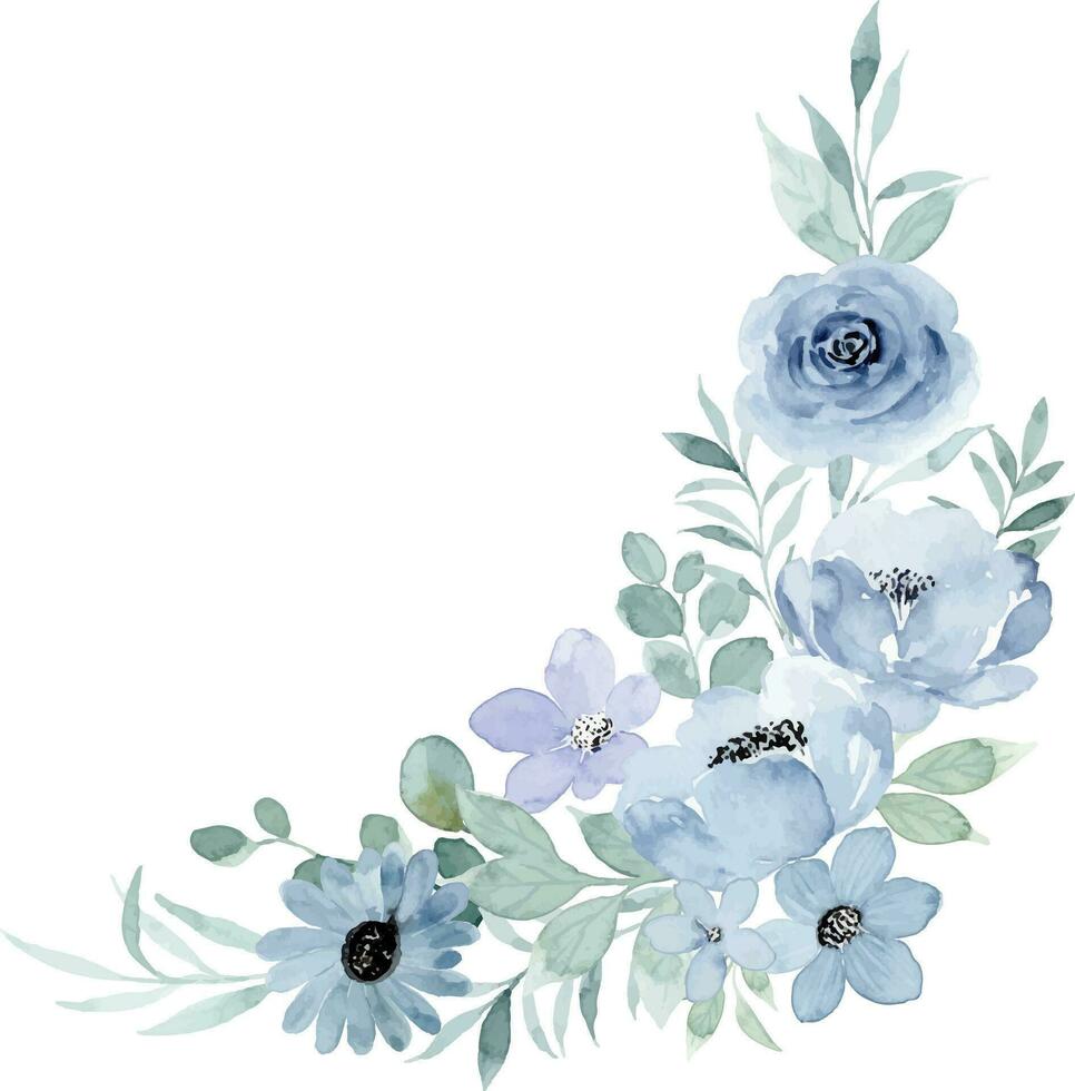 Blue floral watercolor bouquet for background, wedding, fabric, textile, greeting, card, wallpaper, banner, sticker, decoration etc. vector