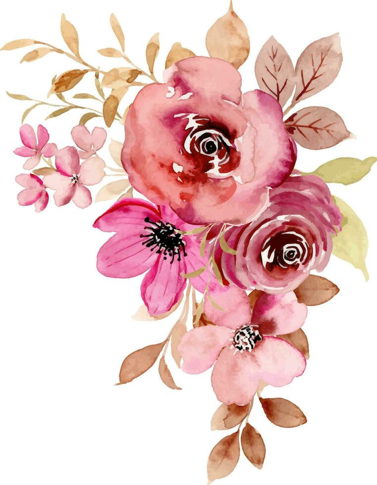 Burgundy rose flower bouquet for background, wedding, fabric, textile, greeting, card, wallpaper, banner, sticker, decoration etc. vector