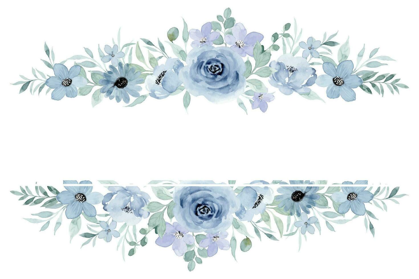 Blue rose flower border with watercolor for wedding, birthday, card, background, invitation, wallpaper, sticker, decoration etc. vector