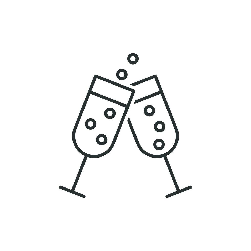 Champagne glass icon in flat style. Alcohol drink vector illustration on white isolated background. Cocktail business concept.