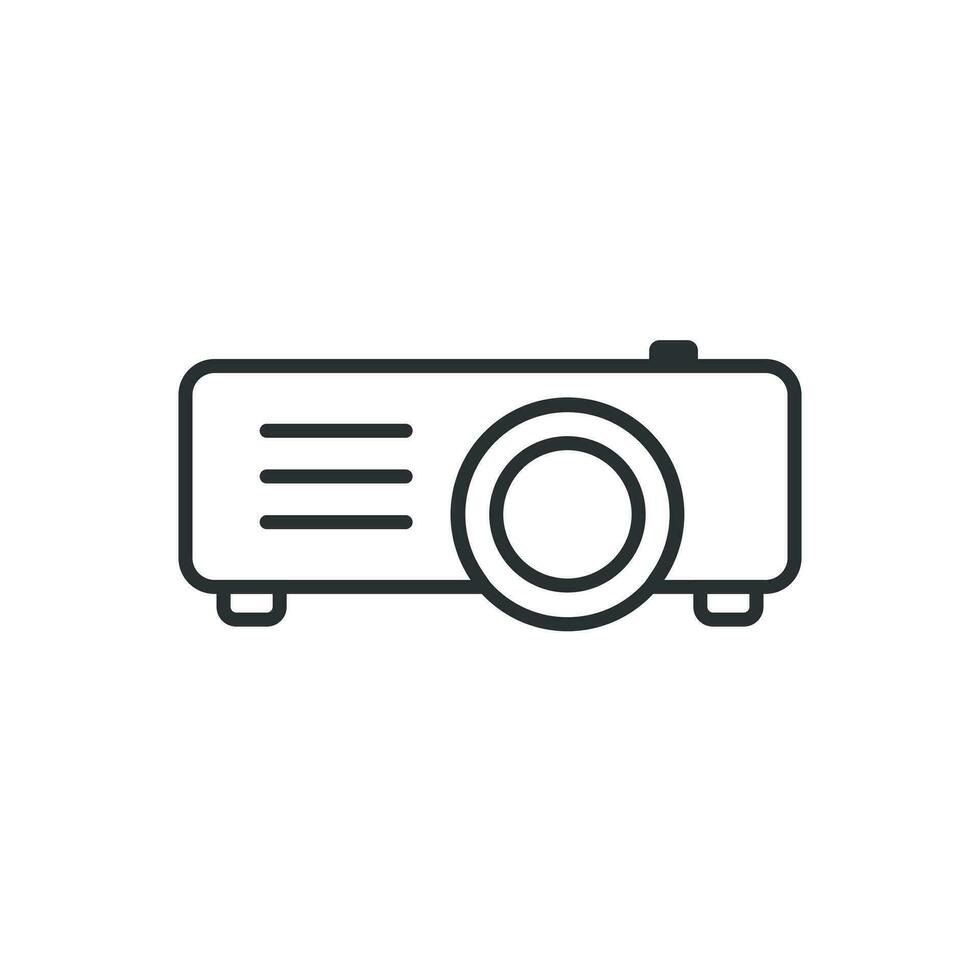 icono de signo de proyector de video en estilo plano. Ilustración de vector de dispositivo de presentación de cine sobre fondo blanco aislado. concepto de negocio de conferencias.