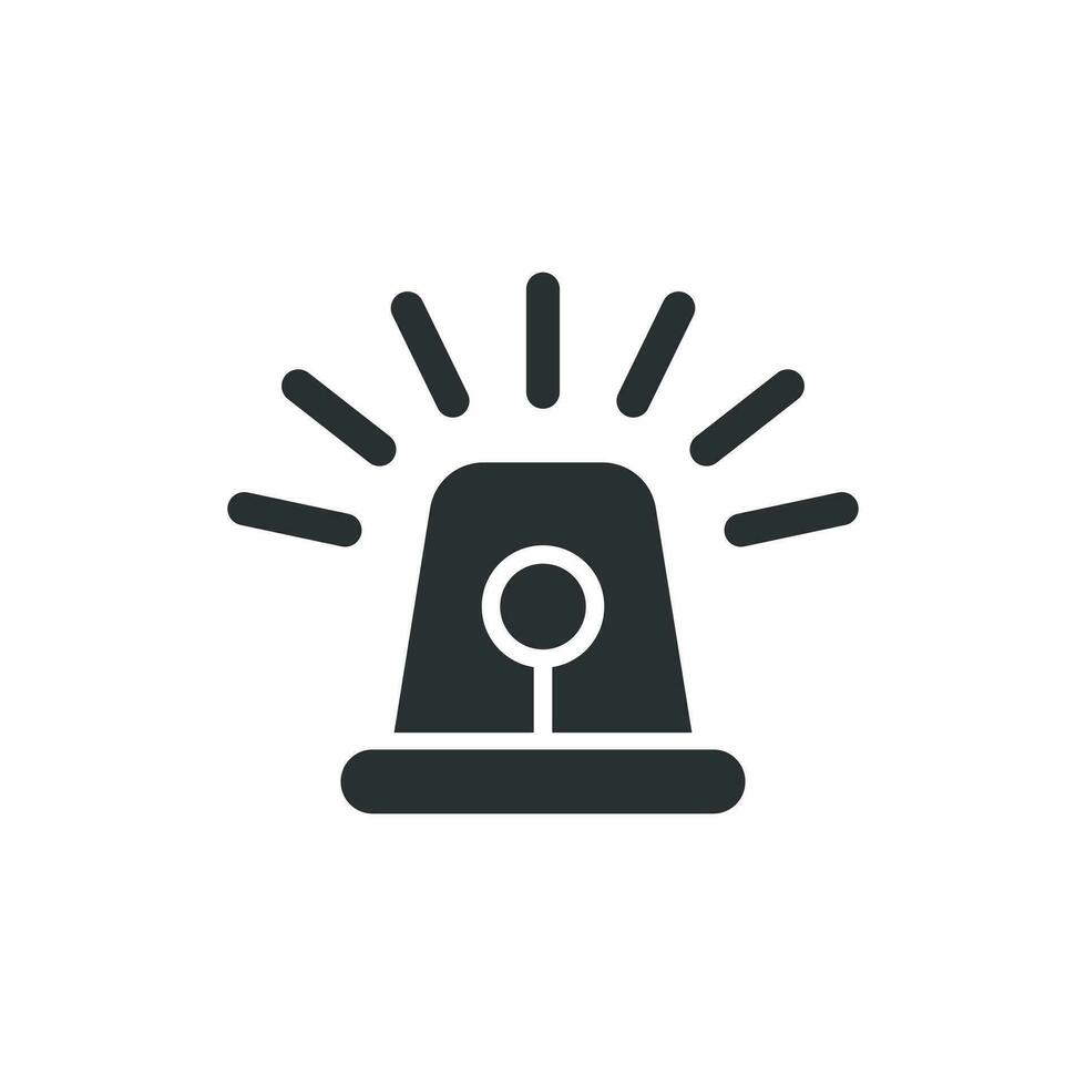 Emergency siren icon in flat style. Police alarm vector illustration on white isolated background. Medical alert business concept.