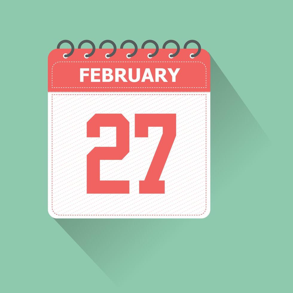 February 27 Calendar Daily Icon, Date, Month 26126226 Vector Art at