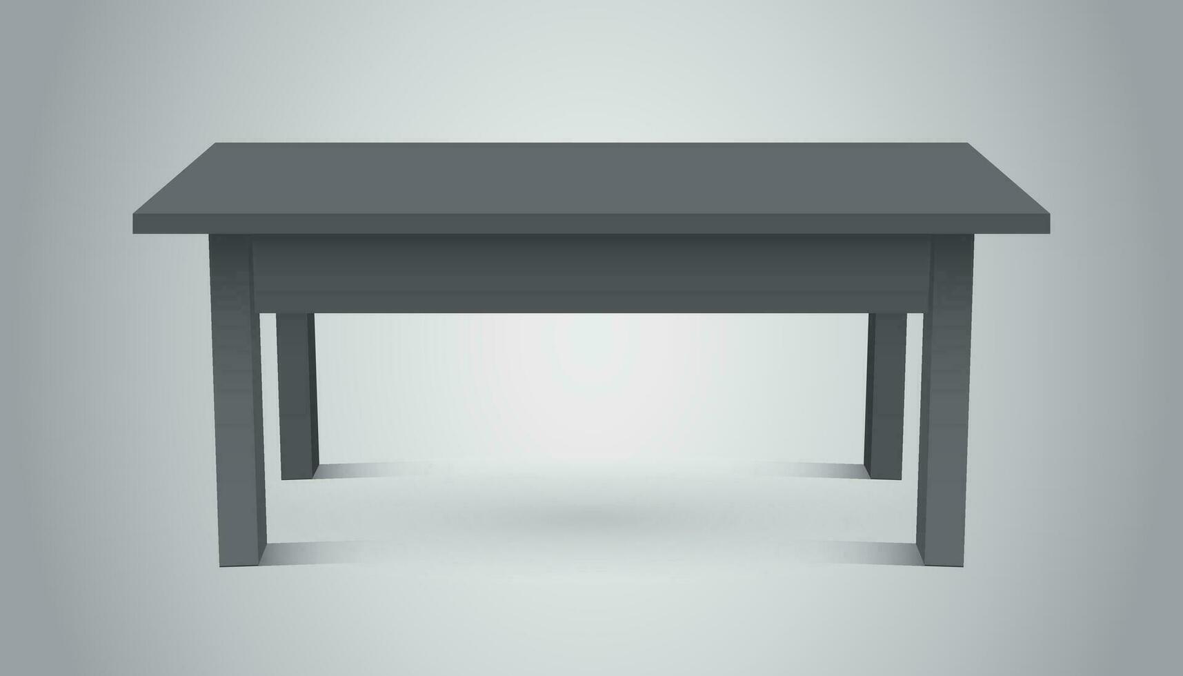 Vector 3d table for object presentation. Empty dark top table on grey background.