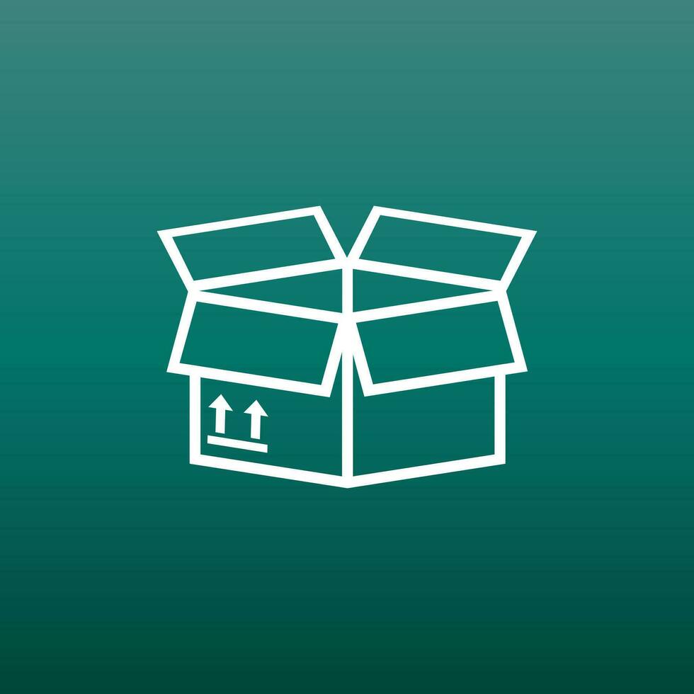 Open box icon. Shipping pack flat vector illustration on green background.