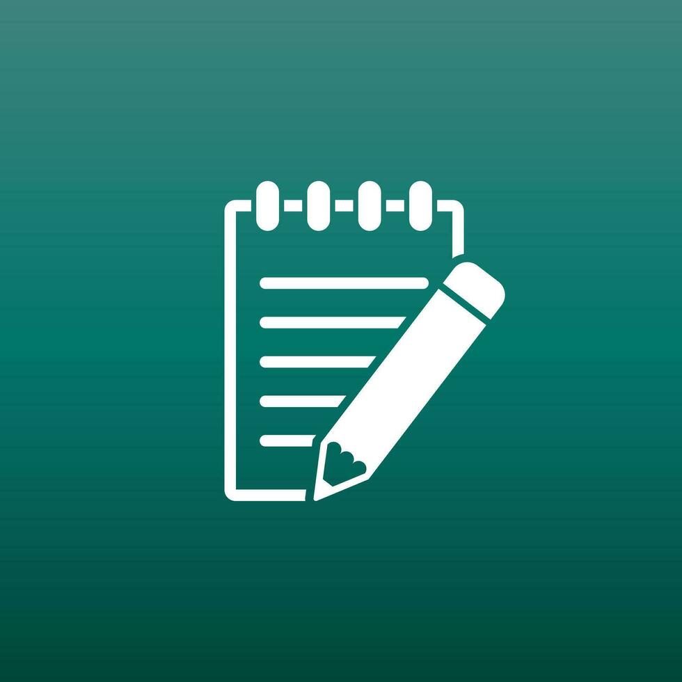 Document with pencil pictogram icon. Simple flat illustration for business, marketing internet concept on green background. Trendy modern vector symbol for web site design or mobile app
