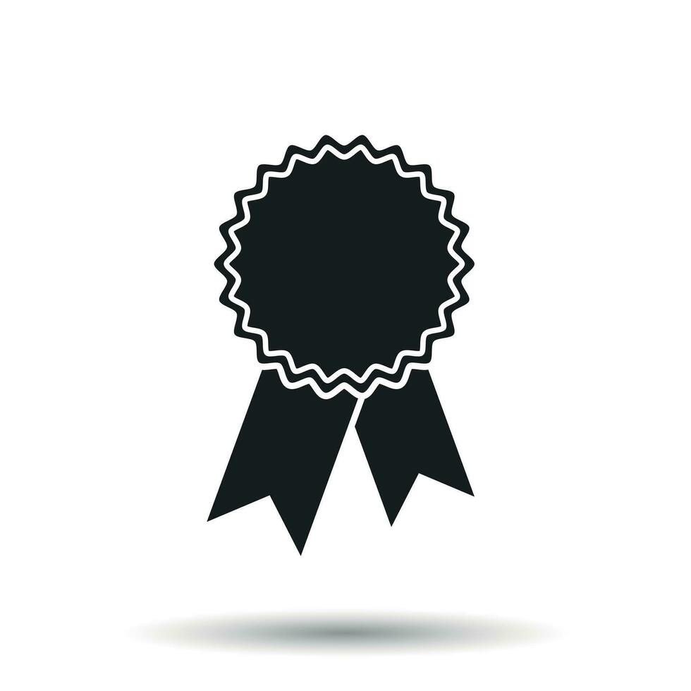 Badge with ribbon icon. Vector illustration in flat style on white background.