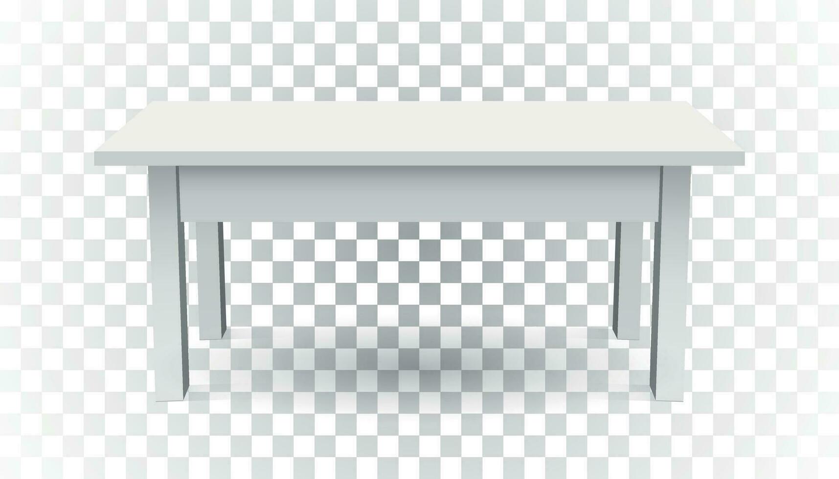 Vector 3d table for object presentation. Empty white top table on