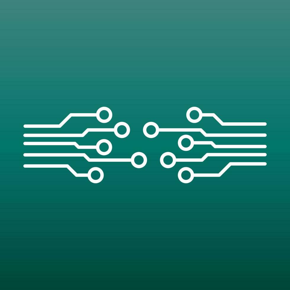 circuito tablero icono. tecnología esquema símbolo plano vector ilustración en verde antecedentes.