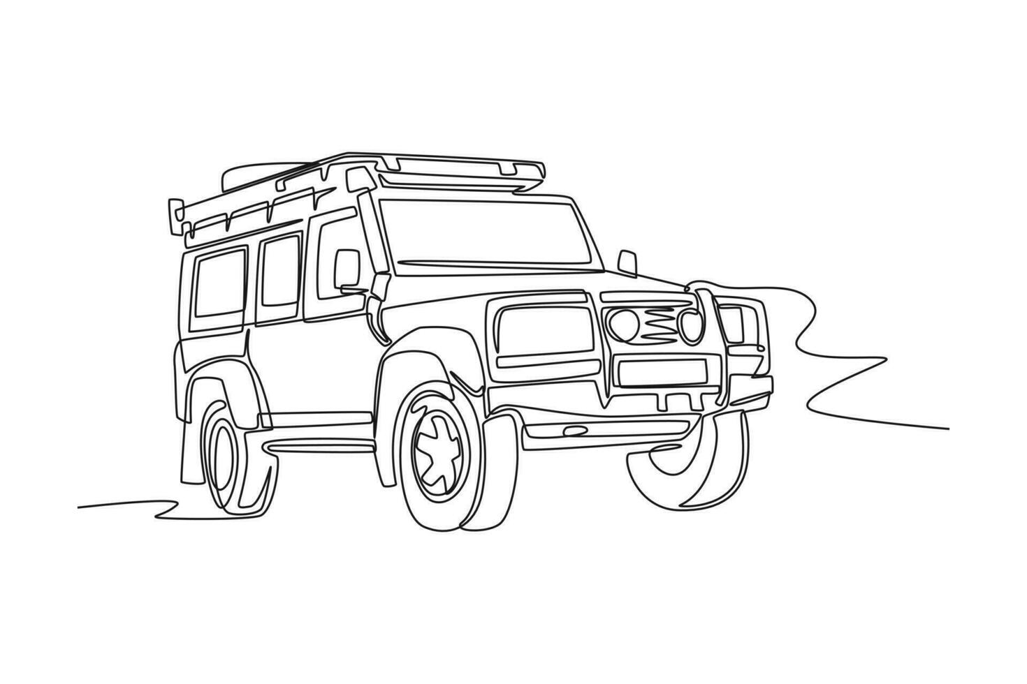 Continuous one line drawing road trip concept. Single line draw design vector graphic illustration.