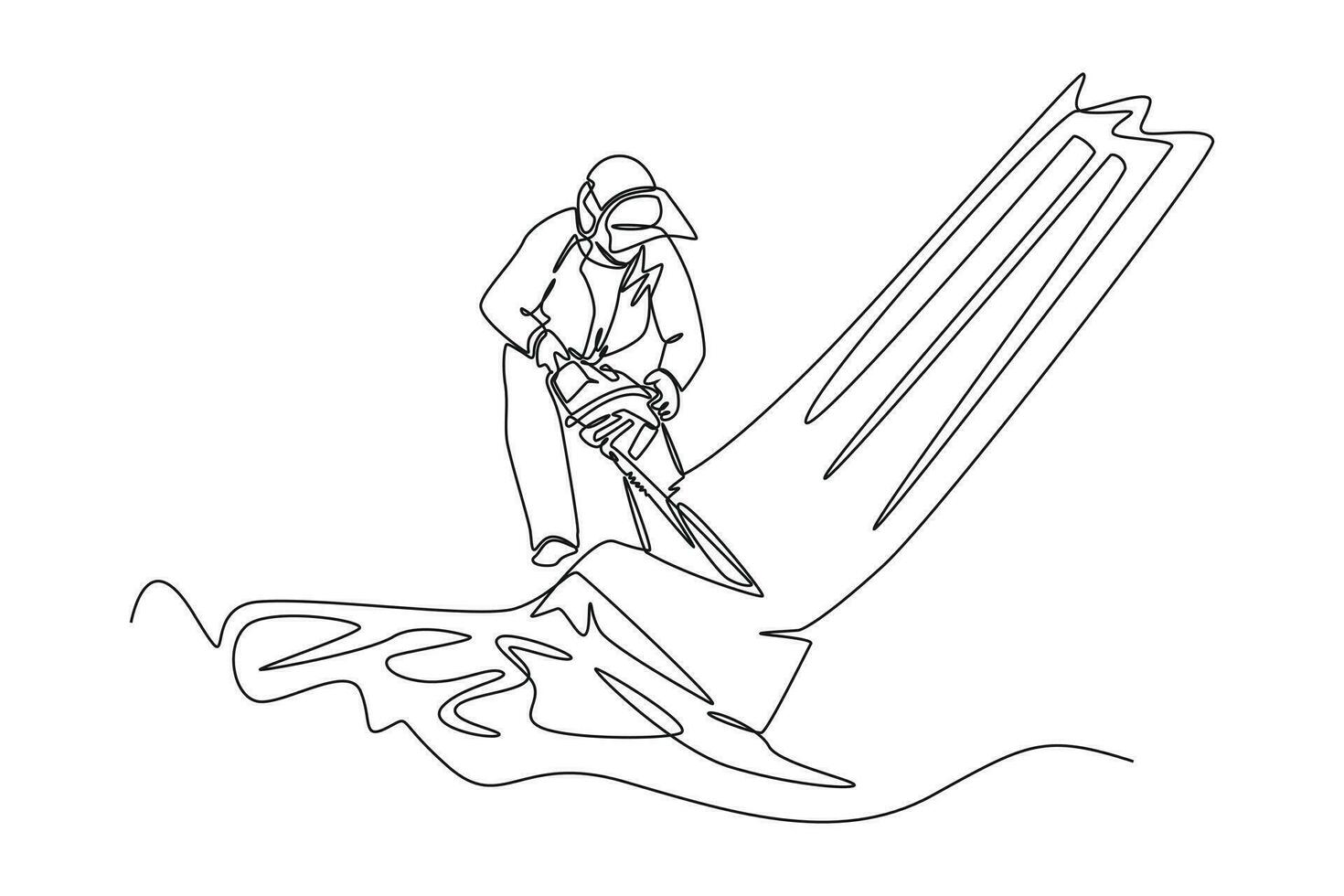 Single one line drawing world ozone day concept. Continuous line draw design graphic vector illustration.