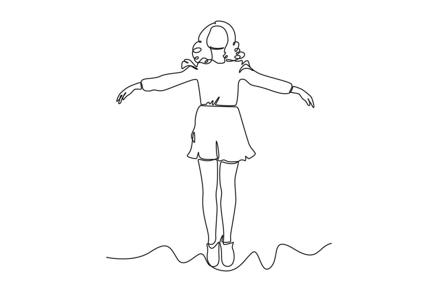 Single one line drawing Happy free people flying, floating and jumping in air. Freedom concept. Continuous line draw design graphic vector illustration.