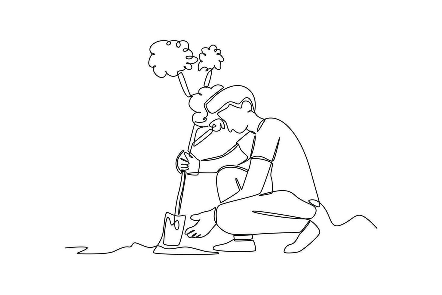 Single one line drawing world ozone day concept. Continuous line draw design graphic vector illustration.