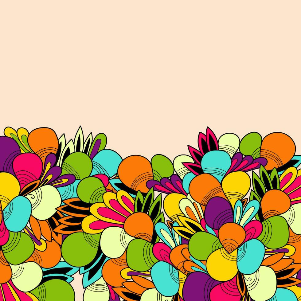 Seamless doodle pattern background with abstract cartoon leaves vector