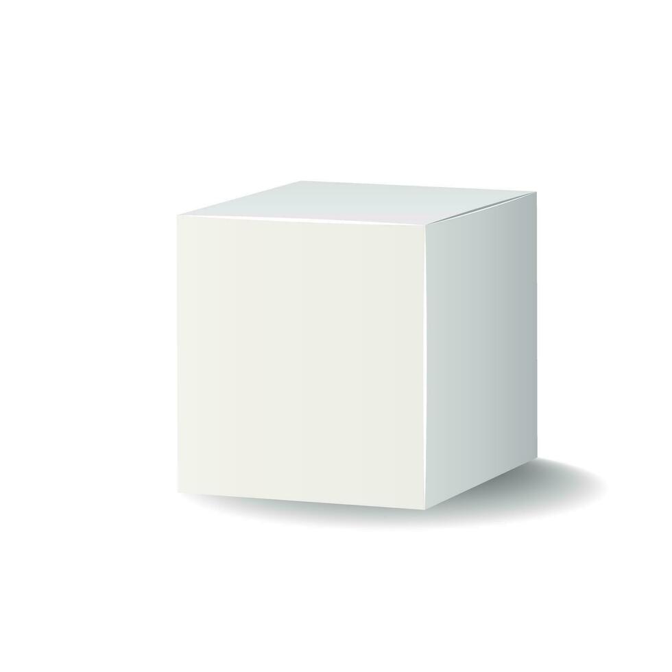 Blank white carton 3d box icon. Box package mockup vector illustration.