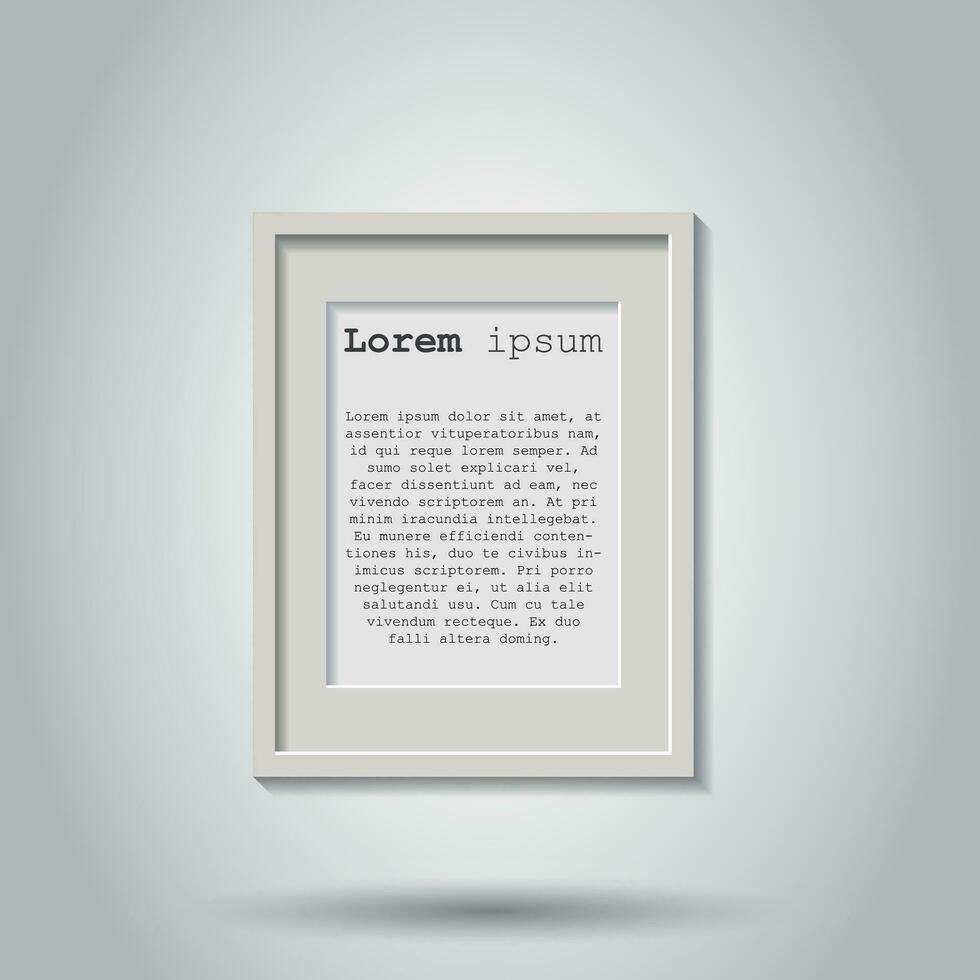 Realistic photo frame isolated on gray background. Pictures frame vector illustration.
