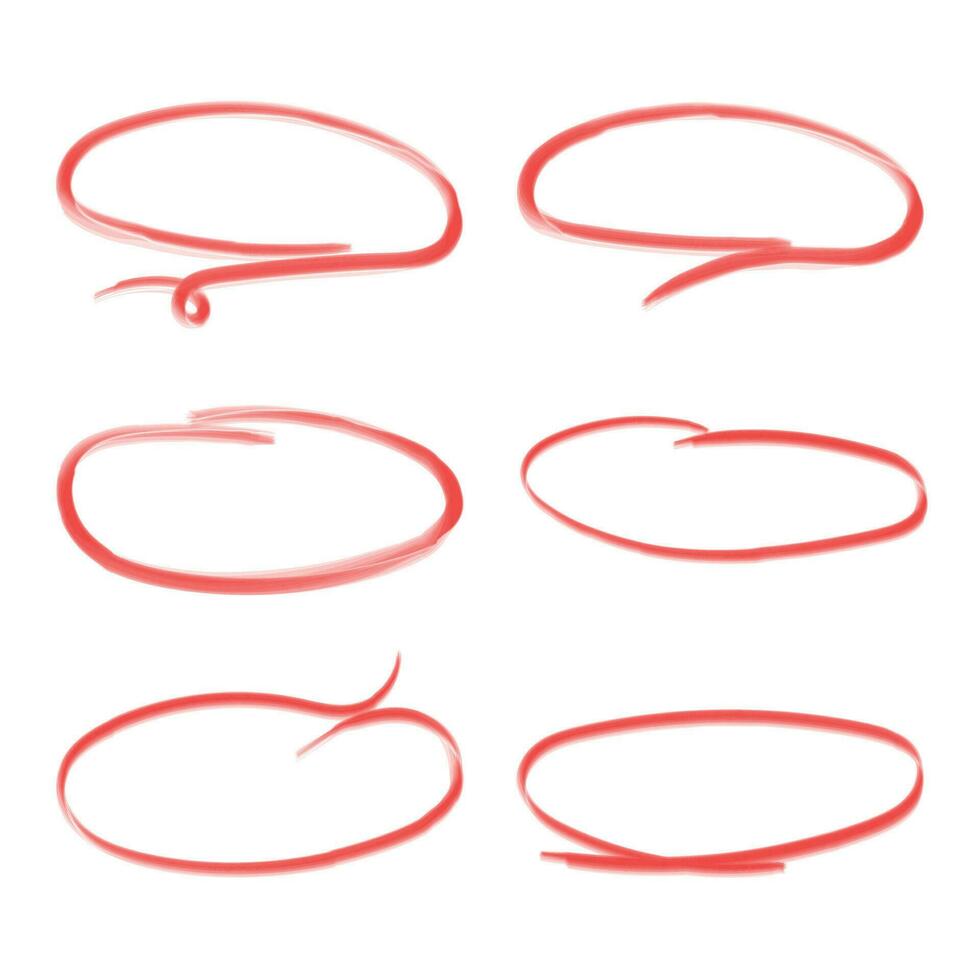 Hand drawn circles icon set. Collection of pencil sketch symbols. Vector illustration on white background.