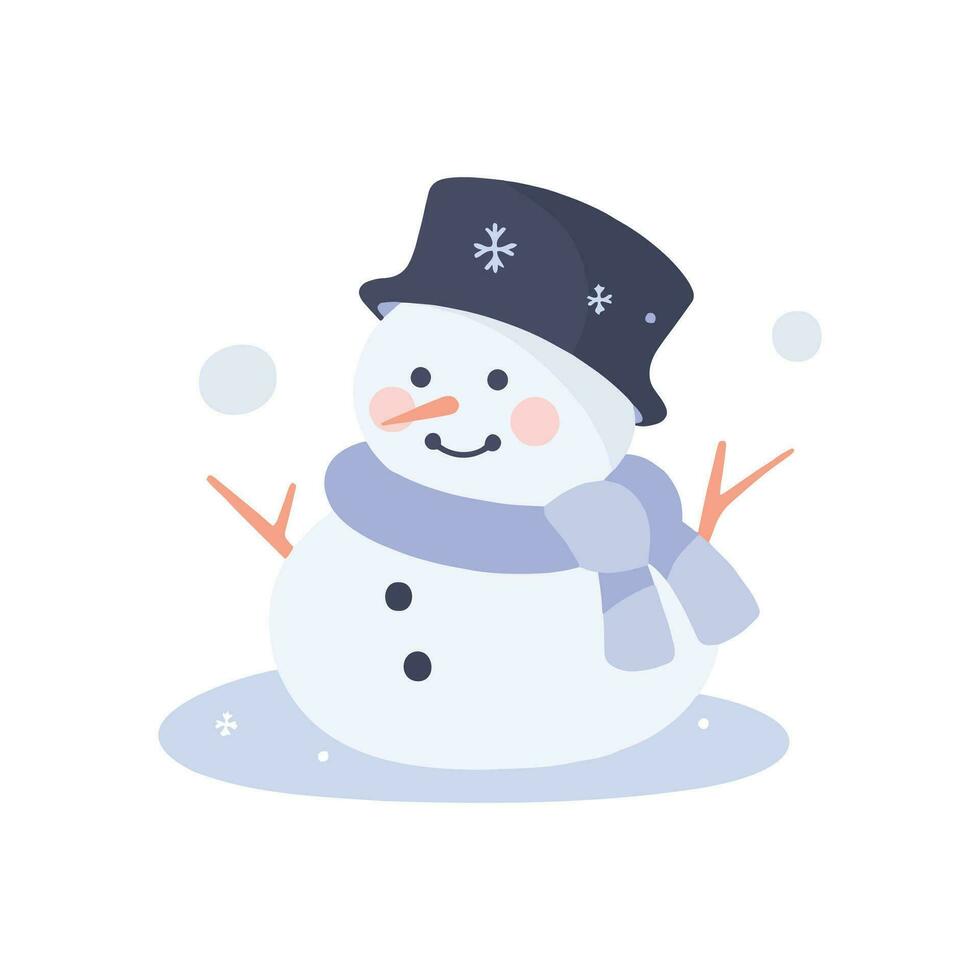 cute snowman in flat style isolated on background vector