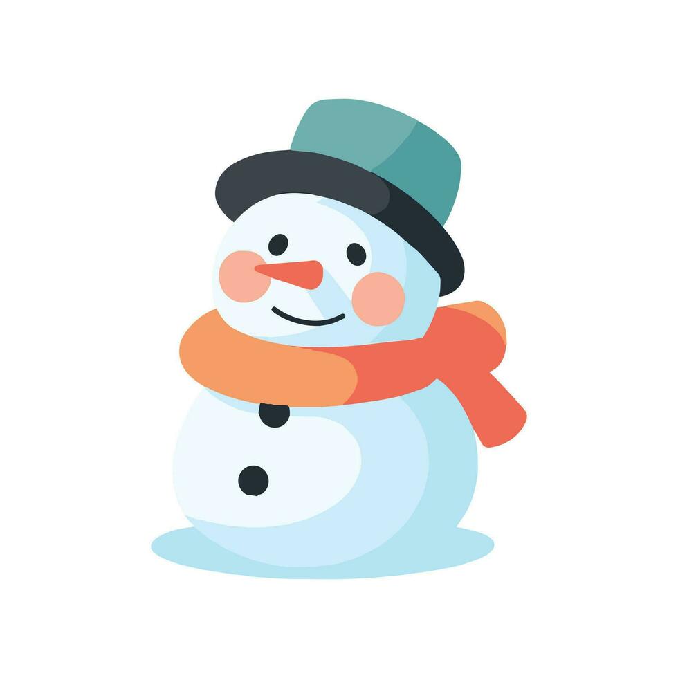 cute snowman in flat style isolated on background vector