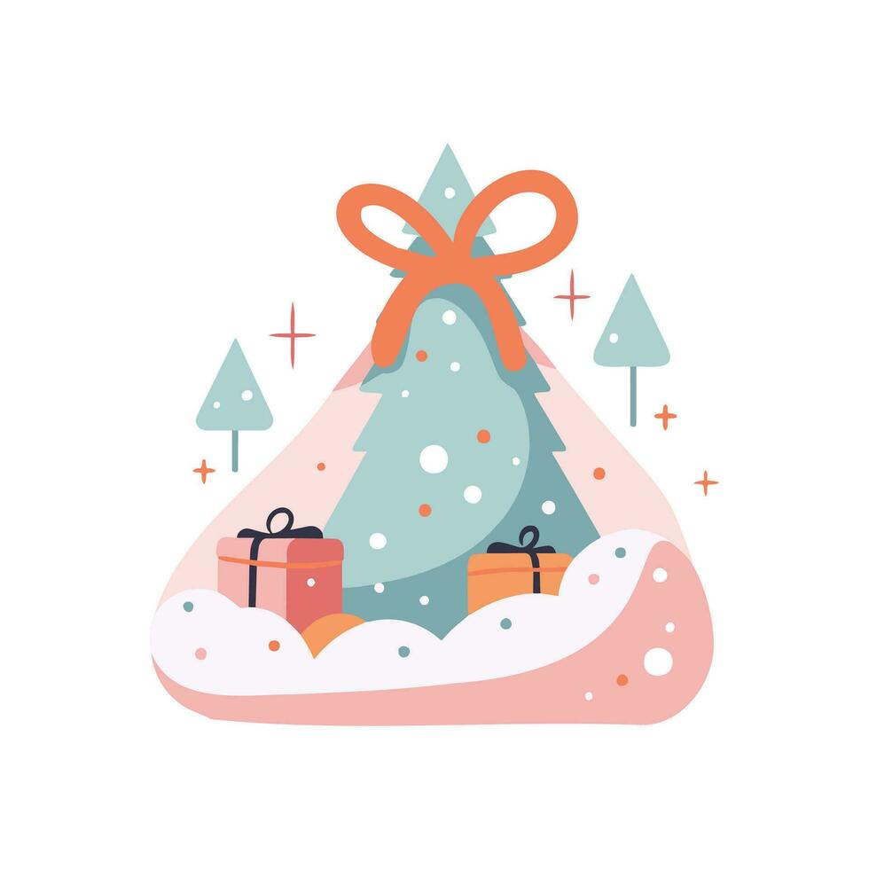 christmas gift bags in flat style isolated on background vector