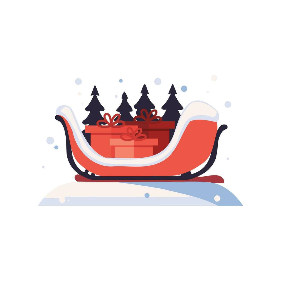 christmas Santa sleigh in flat style isolated on background vector