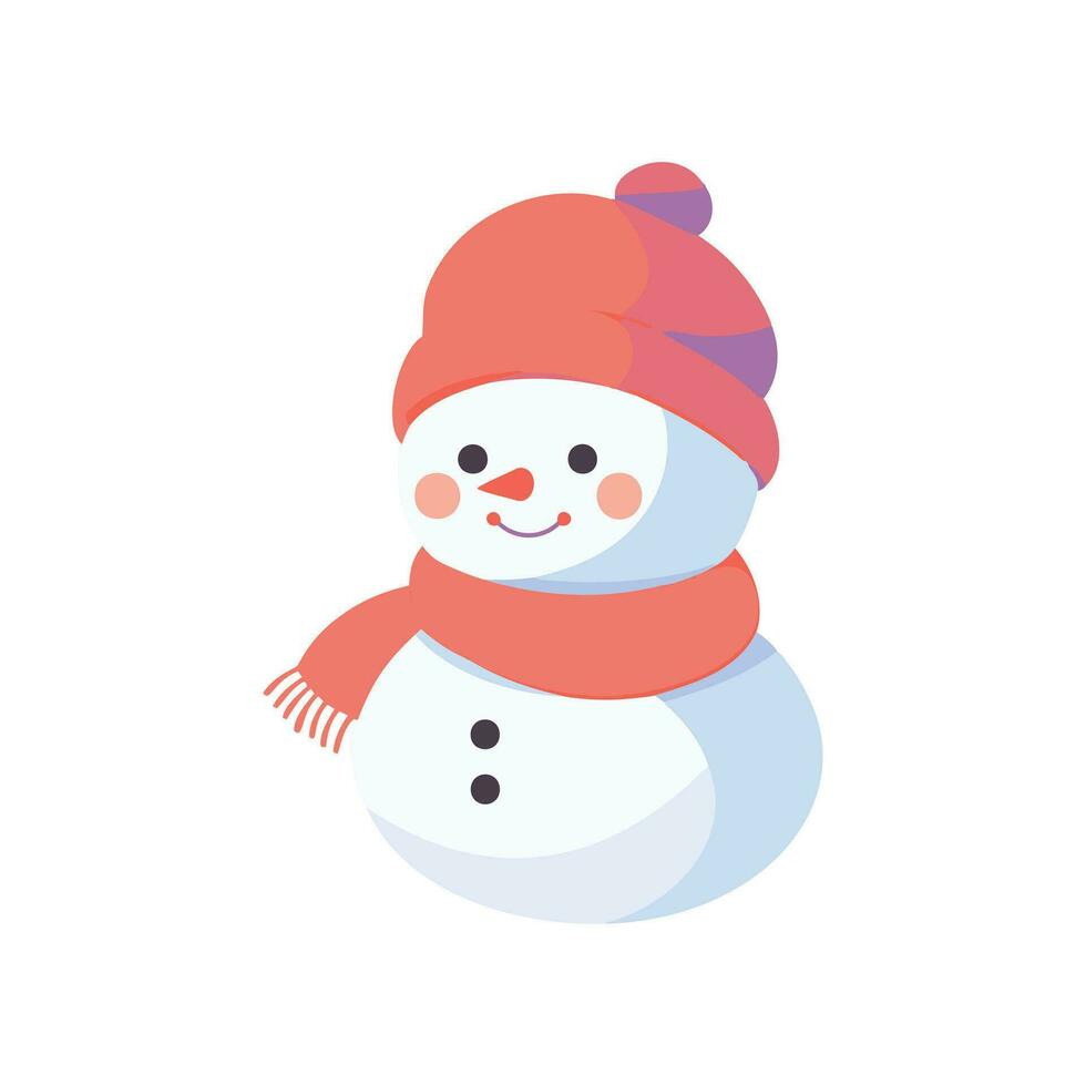 cute snowman in flat style isolated on background vector