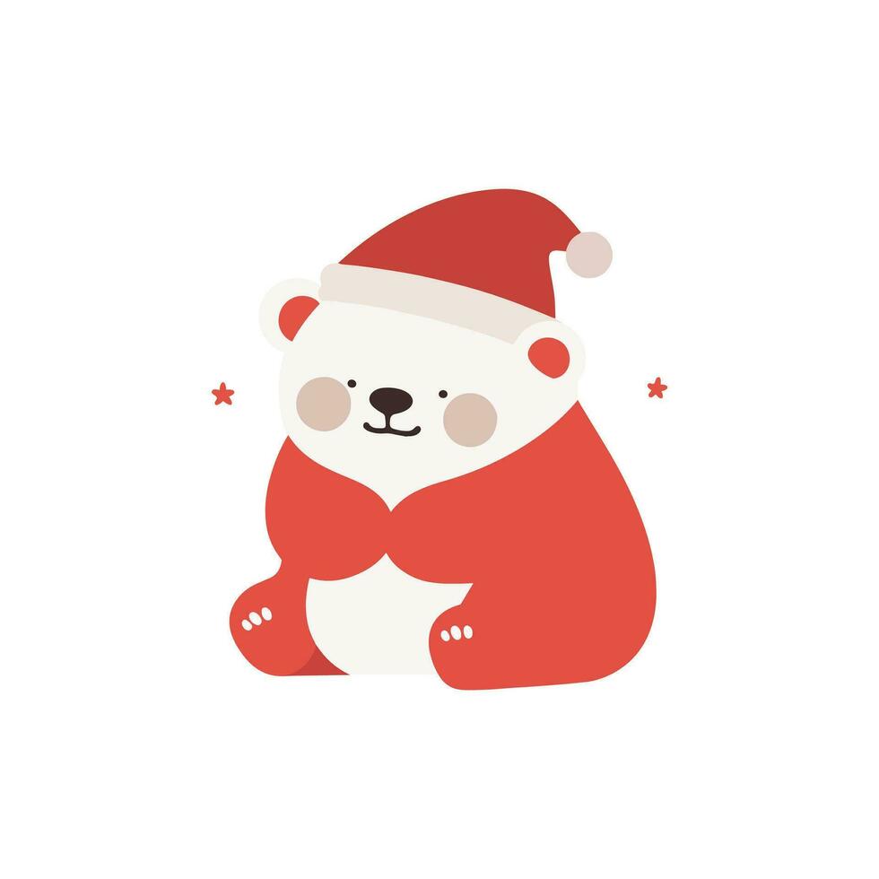 linda Navidad oso en plano estilo aislado en antecedentes vector