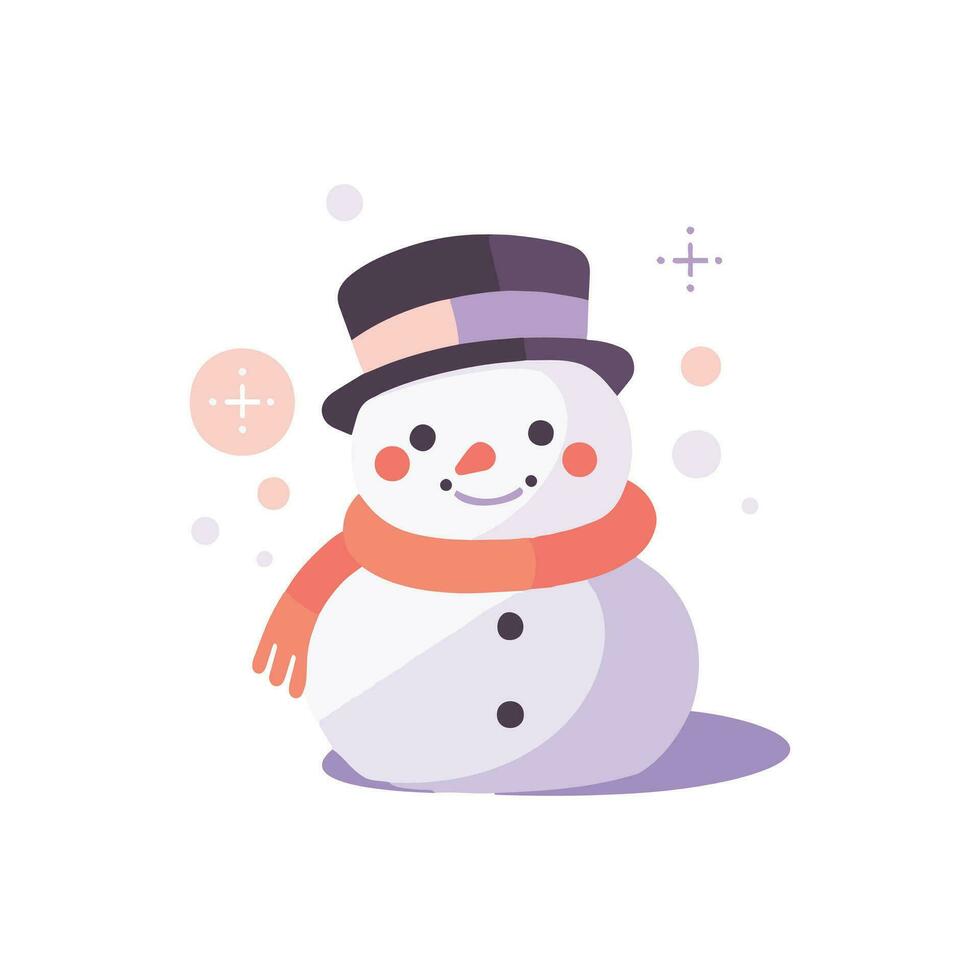 cute snowman in flat style isolated on background vector