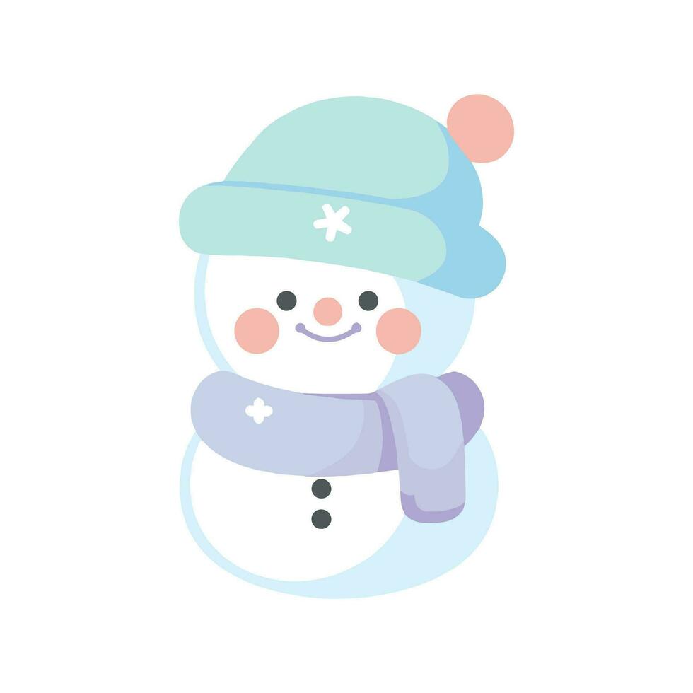 cute snowman in flat style isolated on background vector