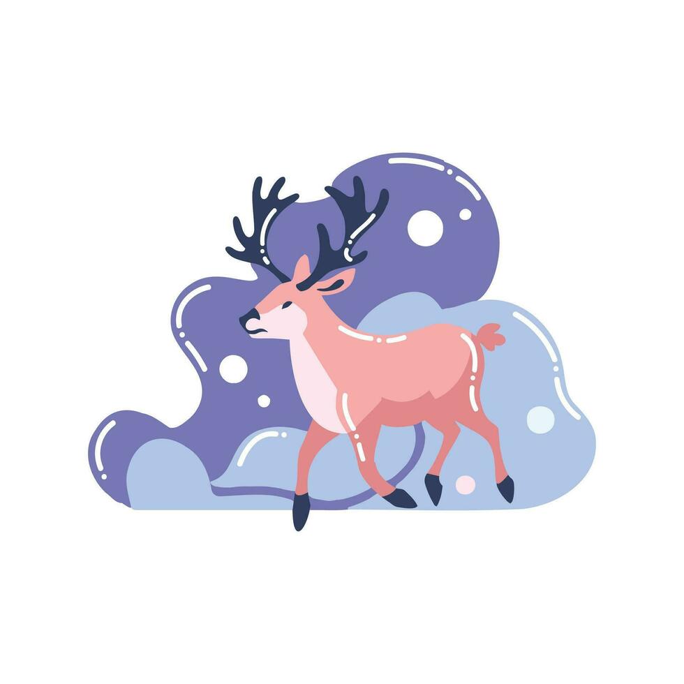 christmas reindeer in flat style isolated on background vector