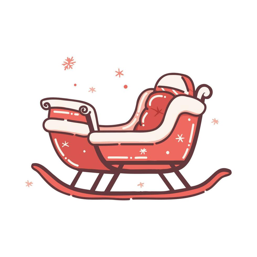 christmas Santa sleigh in flat style isolated on background vector