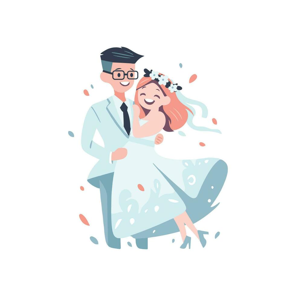 couple with lovely wedding in flat style isolated on background vector